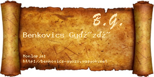 Benkovics Győző névjegykártya